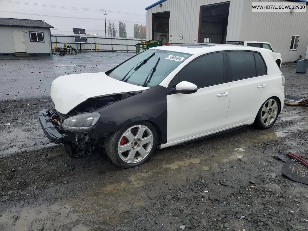 2012 Volkswagen Gti VIN: WVWHD7AJ6CW032900 Lot: 77869304