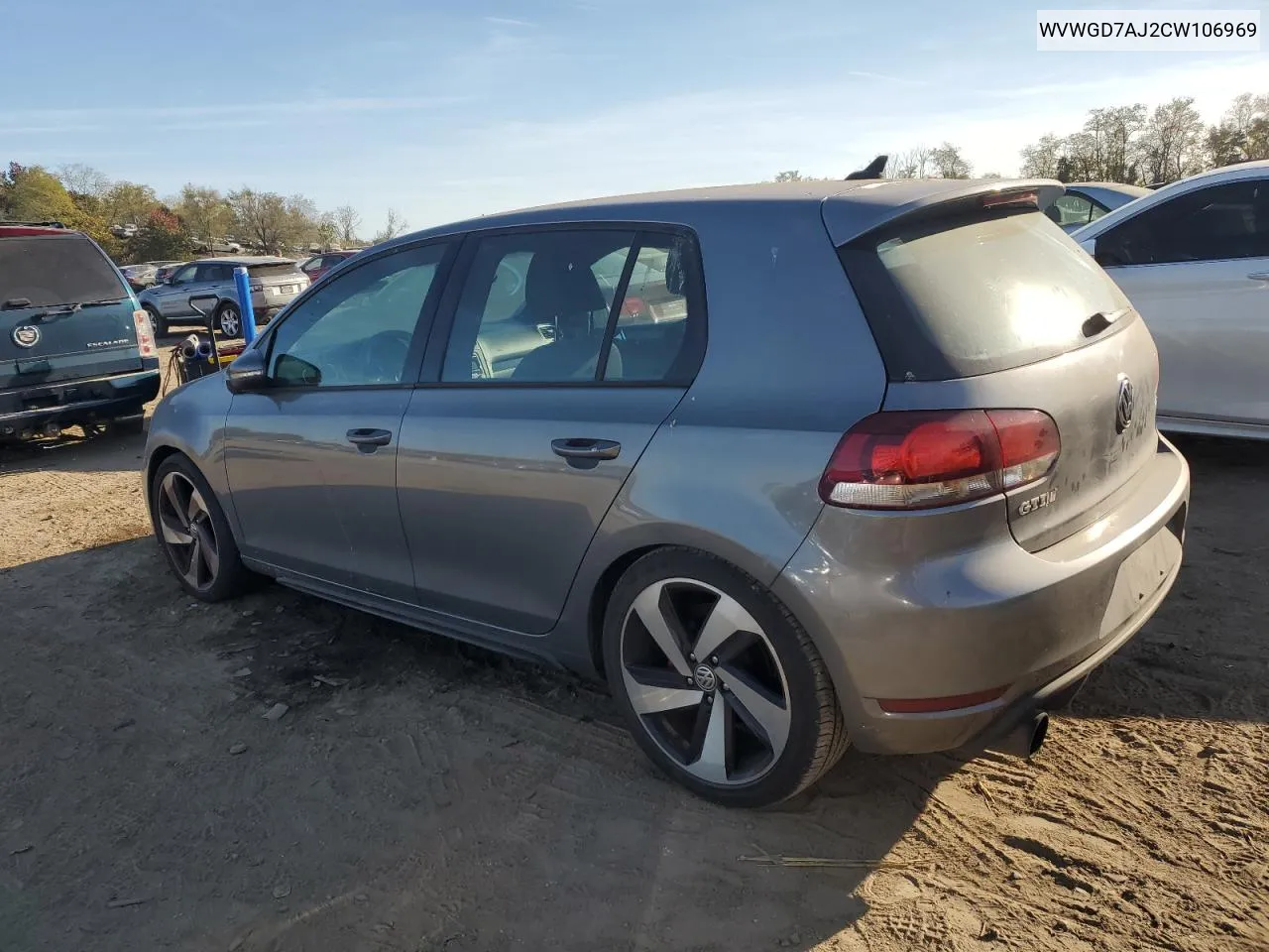 2012 Volkswagen Gti VIN: WVWGD7AJ2CW106969 Lot: 78237414