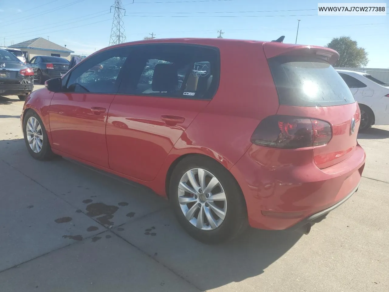 2012 Volkswagen Gti VIN: WVWGV7AJ7CW277388 Lot: 80120814