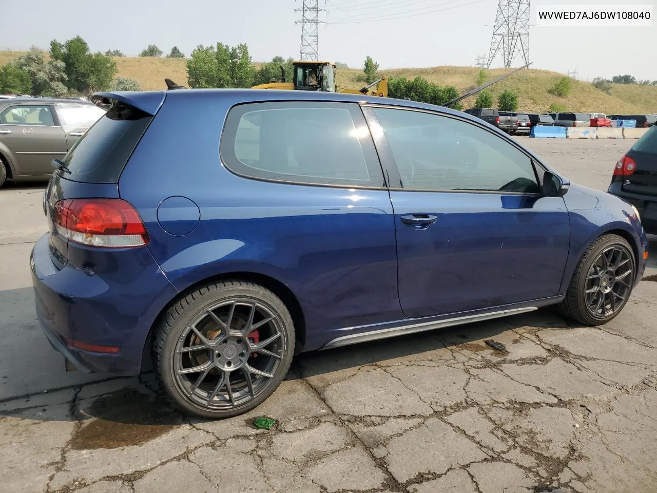 2013 Volkswagen Gti VIN: WVWED7AJ6DW108040 Lot: 63681004