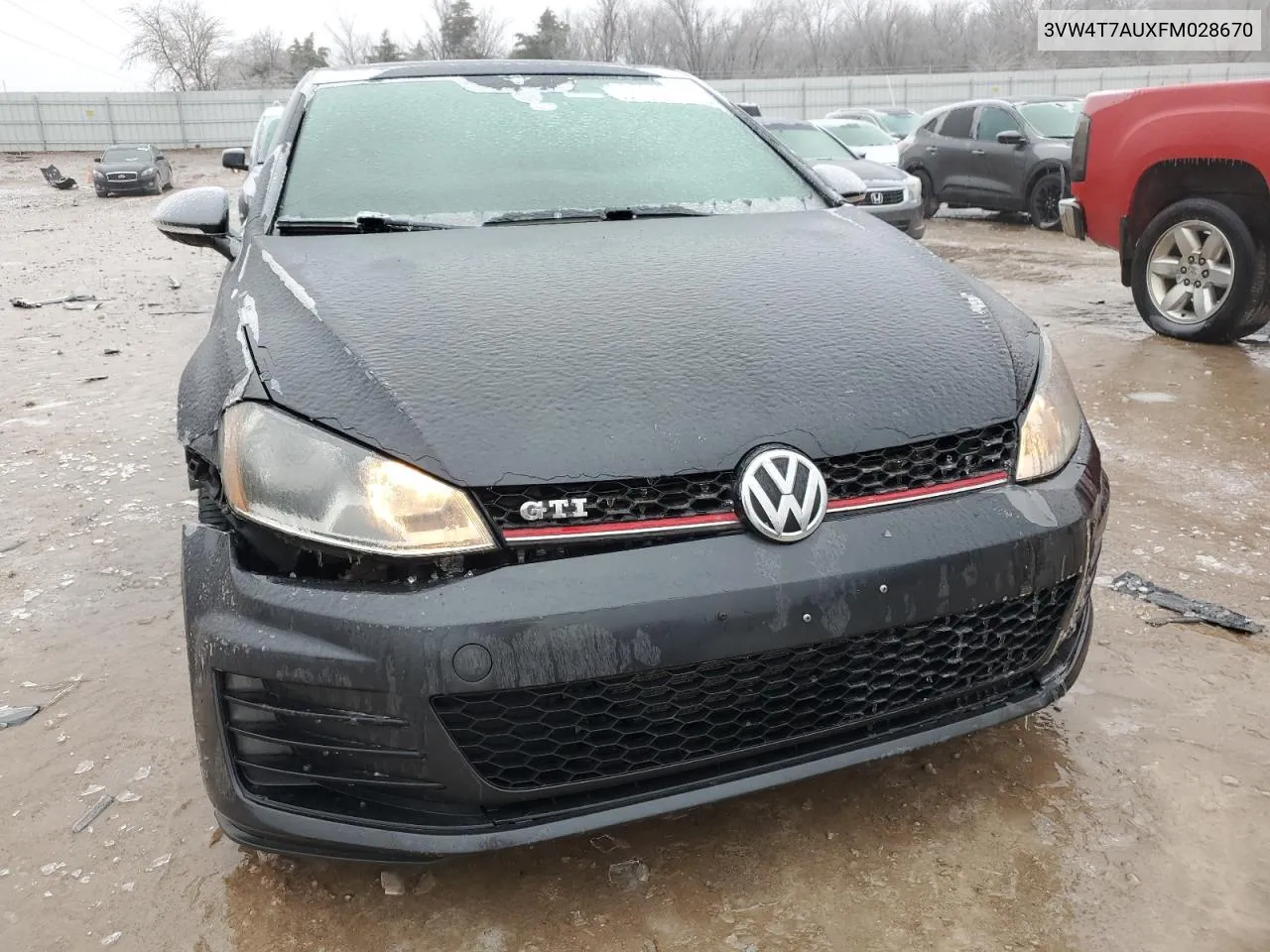 2015 Volkswagen Gti VIN: 3VW4T7AUXFM028670 Lot: 38649634