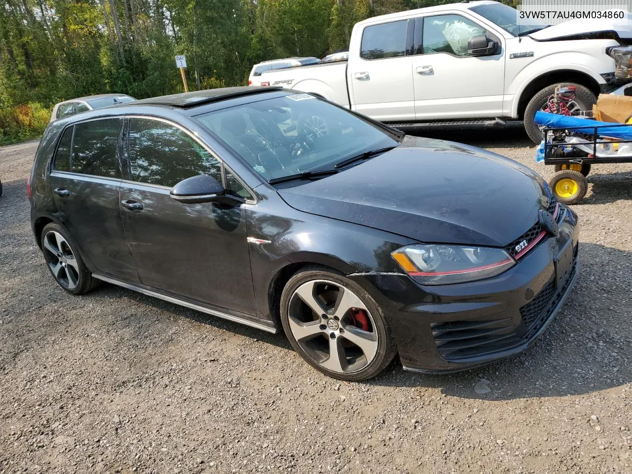 2016 Volkswagen Gti S/Se VIN: 3VW5T7AU4GM034860 Lot: 69818224