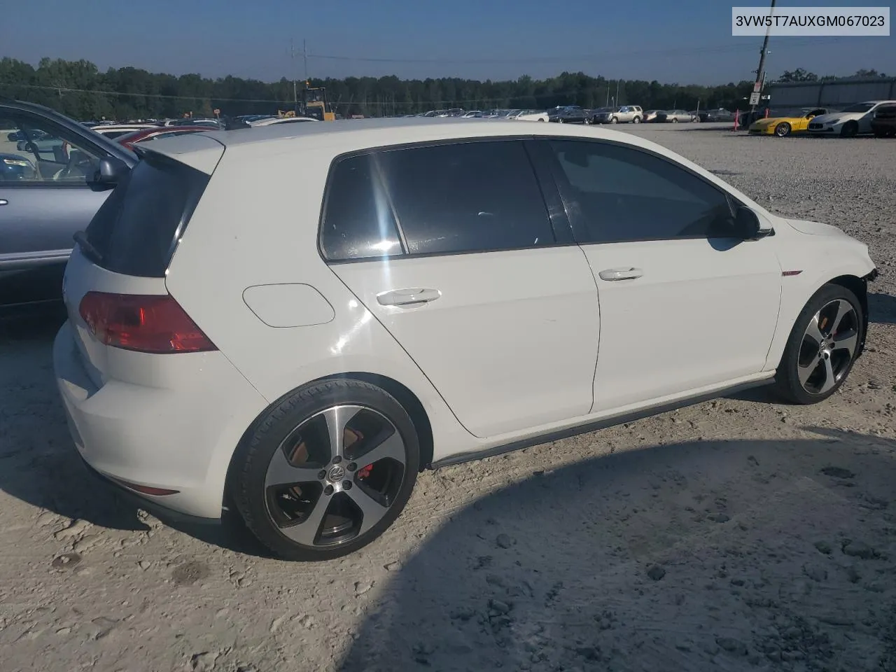 2016 Volkswagen Gti S/Se VIN: 3VW5T7AUXGM067023 Lot: 74716944