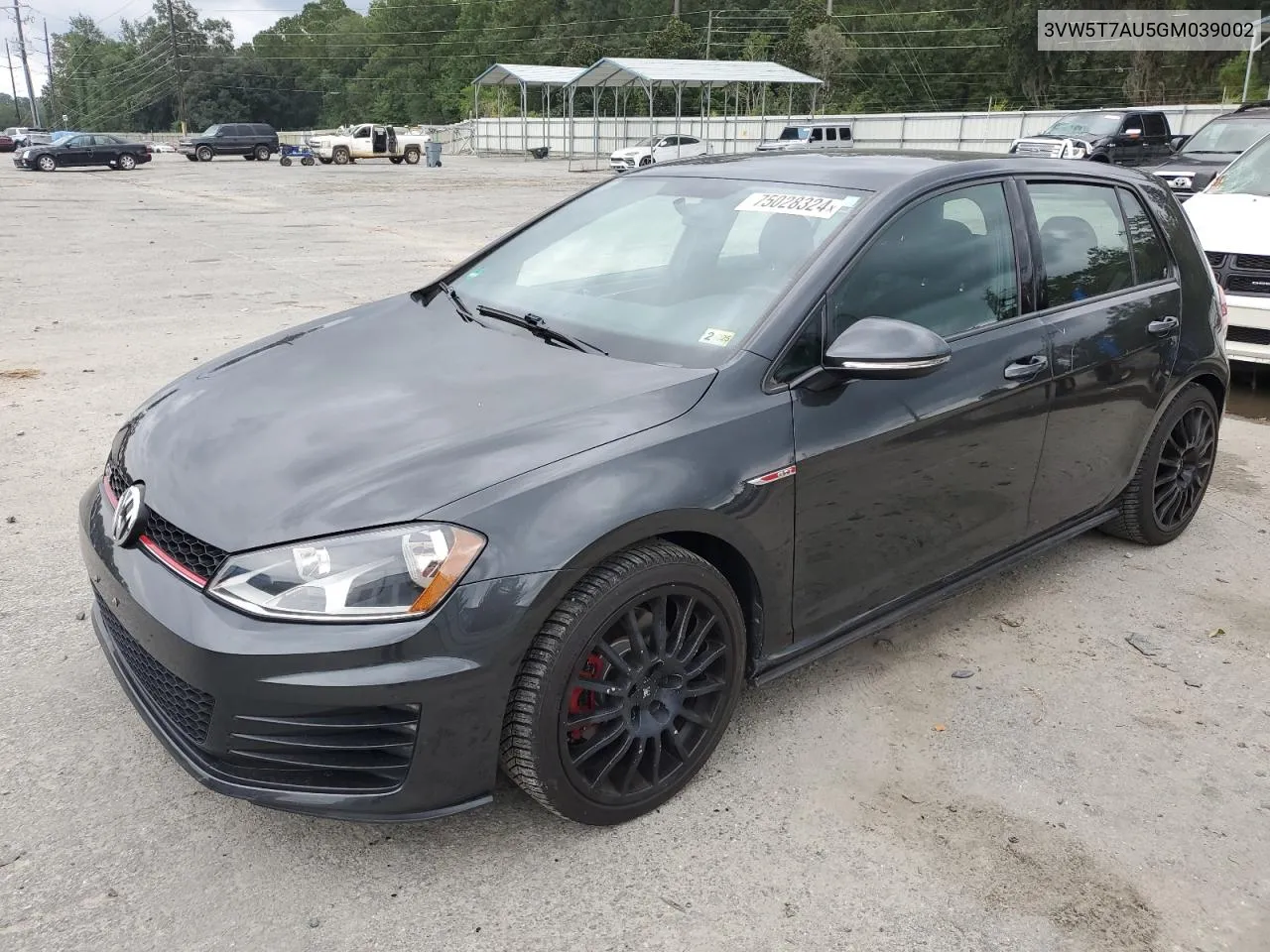 2016 Volkswagen Gti S/Se VIN: 3VW5T7AU5GM039002 Lot: 75028324