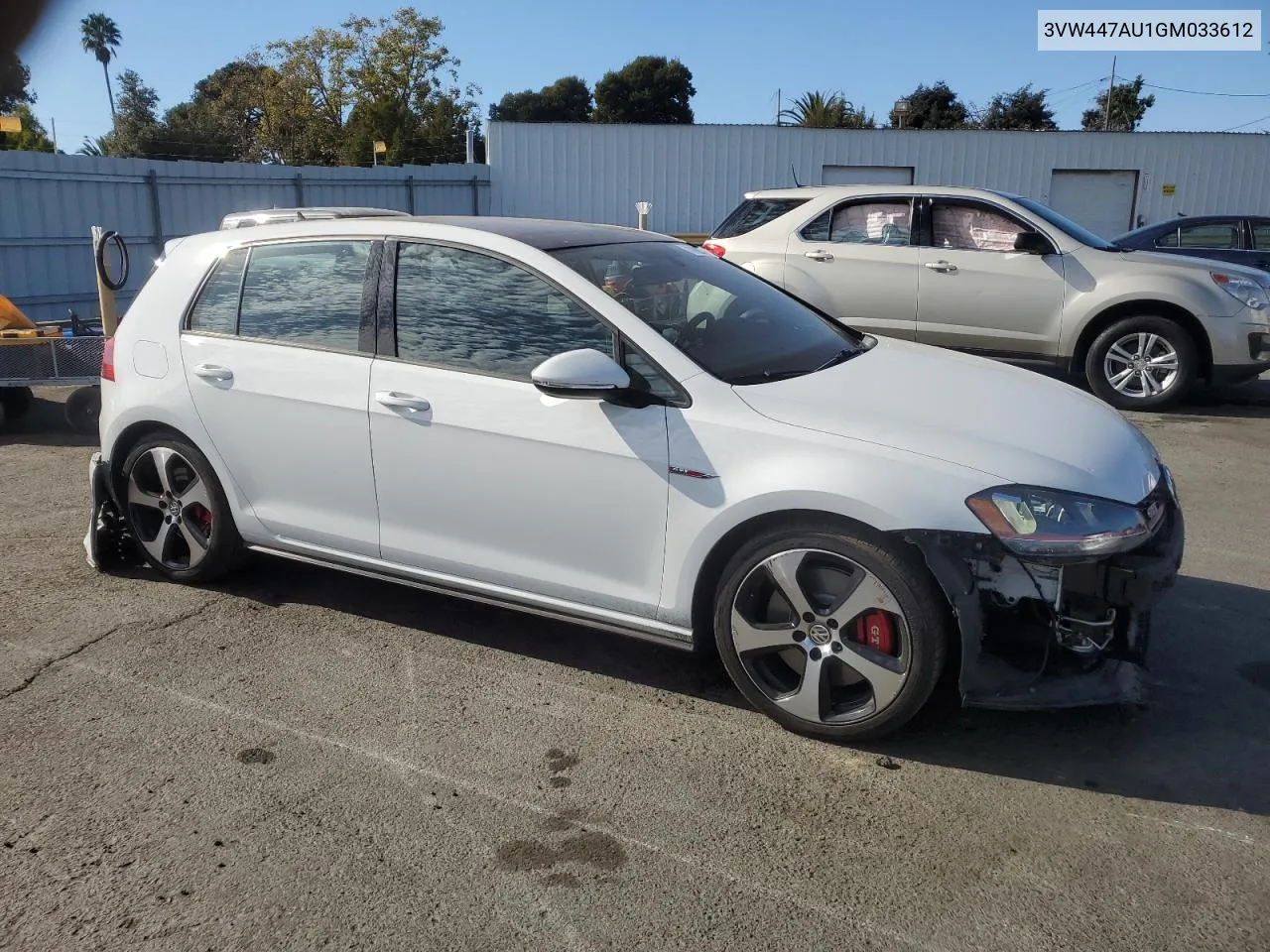 2016 Volkswagen Gti S/Se VIN: 3VW447AU1GM033612 Lot: 77866034