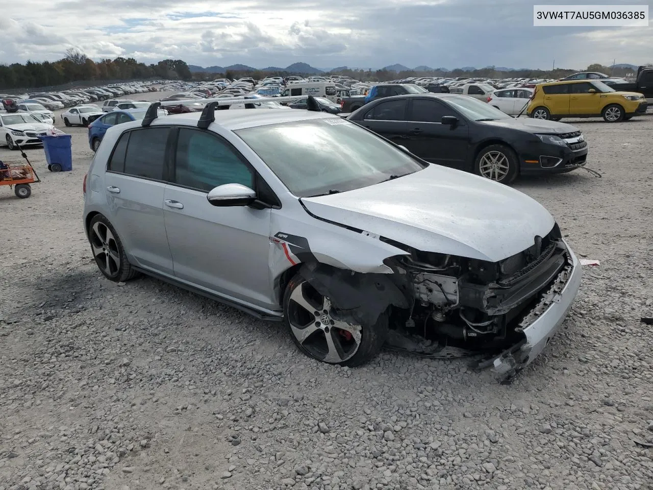 2016 Volkswagen Gti S/Se VIN: 3VW4T7AU5GM036385 Lot: 78532974