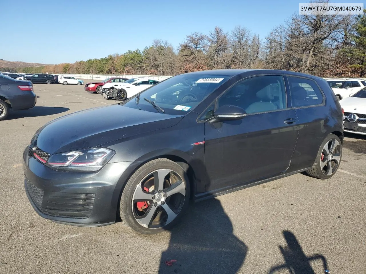 2016 Volkswagen Gti S/Se VIN: 3VWYT7AU7GM040679 Lot: 79535044