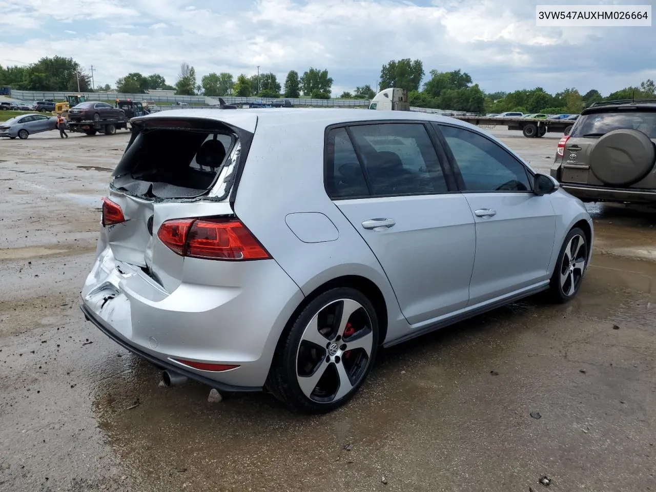 2017 Volkswagen Gti Sport VIN: 3VW547AUXHM026664 Lot: 61841904