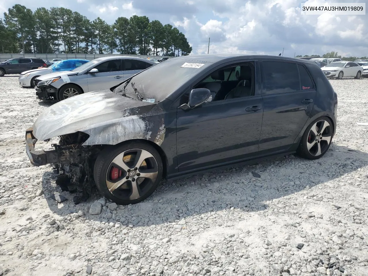 2017 Volkswagen Gti S/Se VIN: 3VW447AU3HM019809 Lot: 67392194