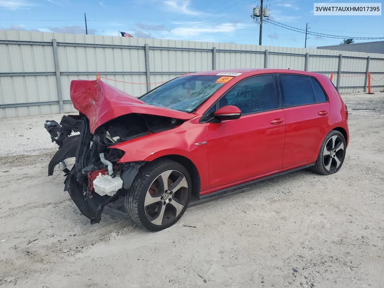 2017 Volkswagen Gti S VIN: 3VW4T7AUXHM017395 Lot: 68976544