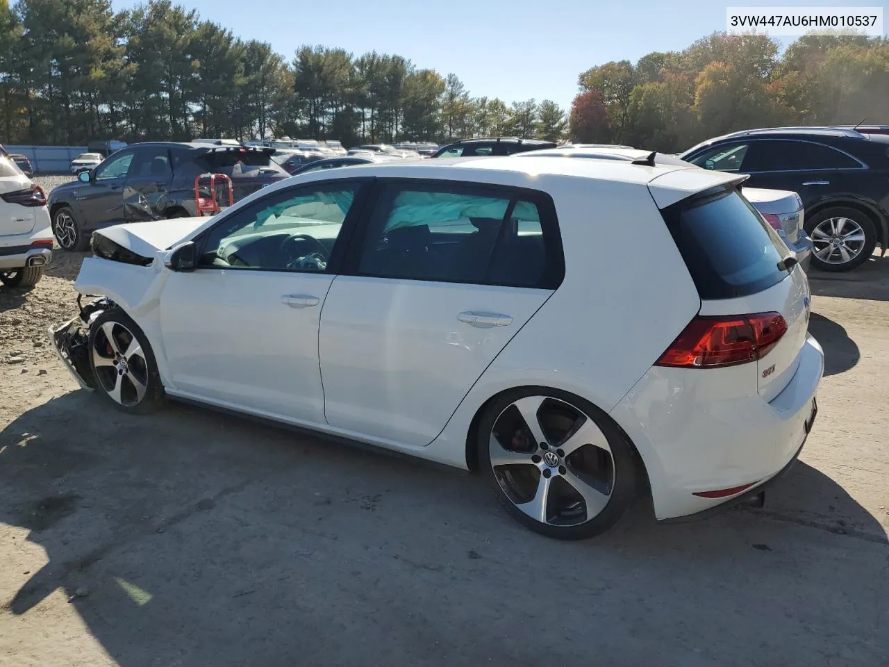 2017 Volkswagen Gti S/Se VIN: 3VW447AU6HM010537 Lot: 70413554