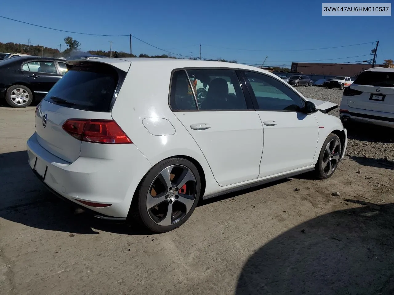 2017 Volkswagen Gti S/Se VIN: 3VW447AU6HM010537 Lot: 70413554