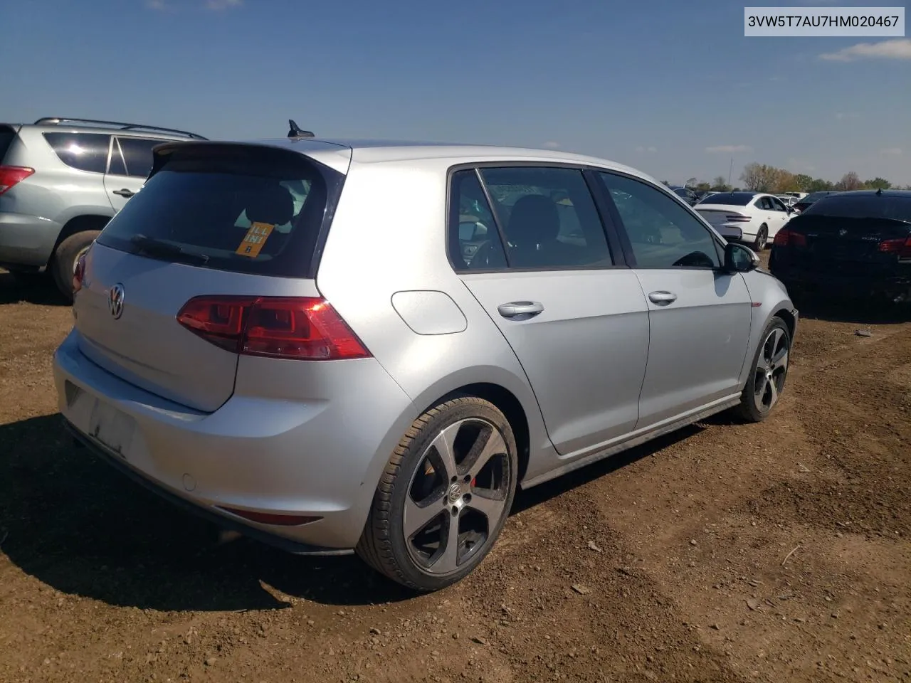 2017 Volkswagen Gti S VIN: 3VW5T7AU7HM020467 Lot: 72348534