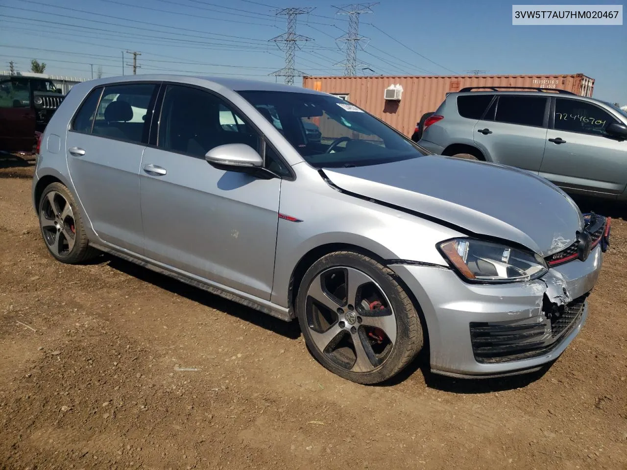 2017 Volkswagen Gti S VIN: 3VW5T7AU7HM020467 Lot: 72348534