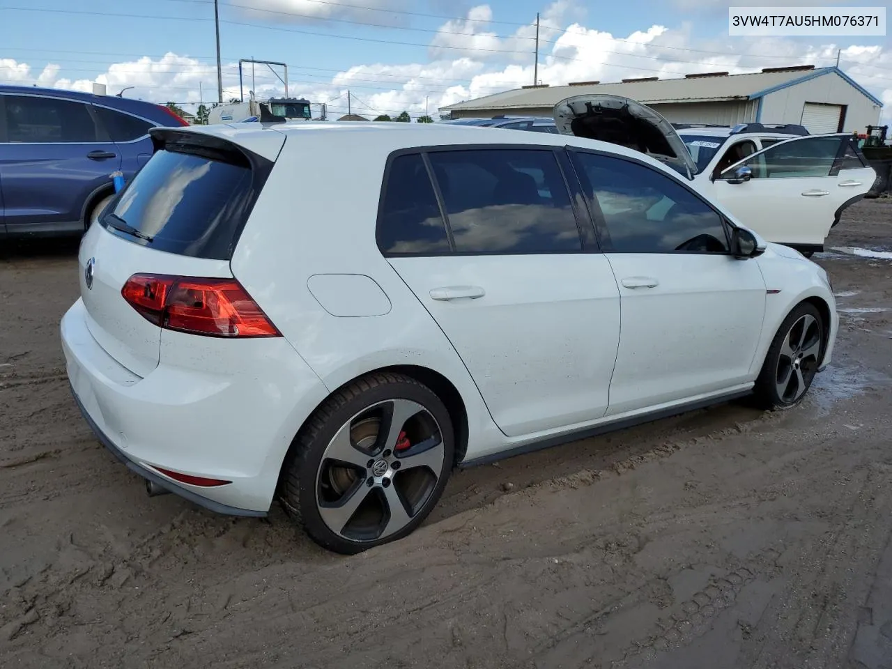 2017 Volkswagen Gti S VIN: 3VW4T7AU5HM076371 Lot: 73788894