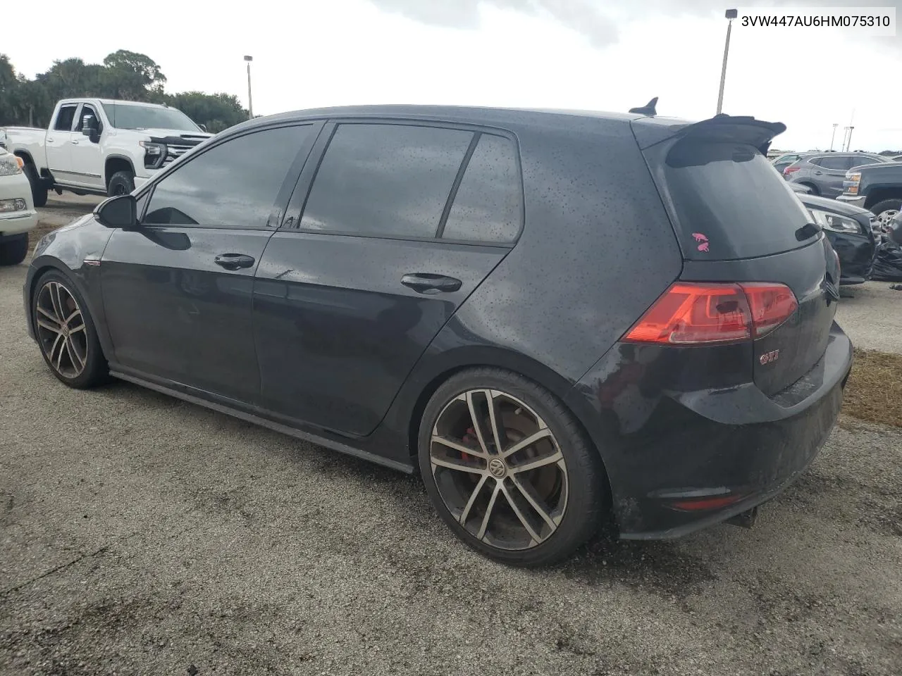 2017 Volkswagen Gti S/Se VIN: 3VW447AU6HM075310 Lot: 74739514