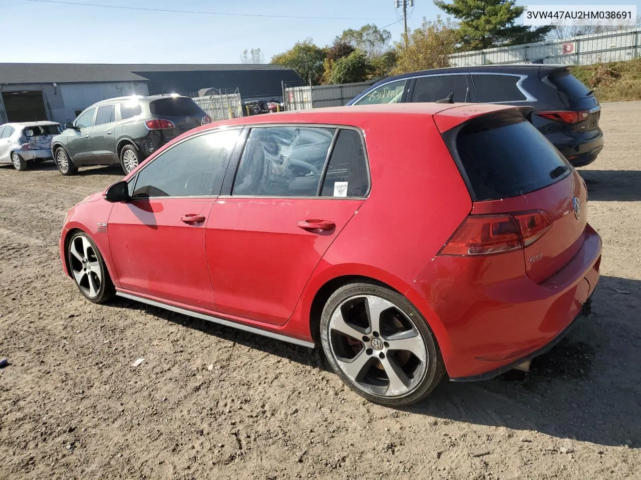 2017 Volkswagen Gti S/Se VIN: 3VW447AU2HM038691 Lot: 76162894