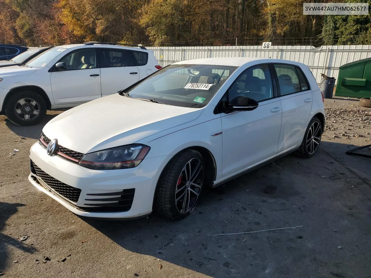 2017 Volkswagen Gti S/Se VIN: 3VW447AU7HM062677 Lot: 78253114