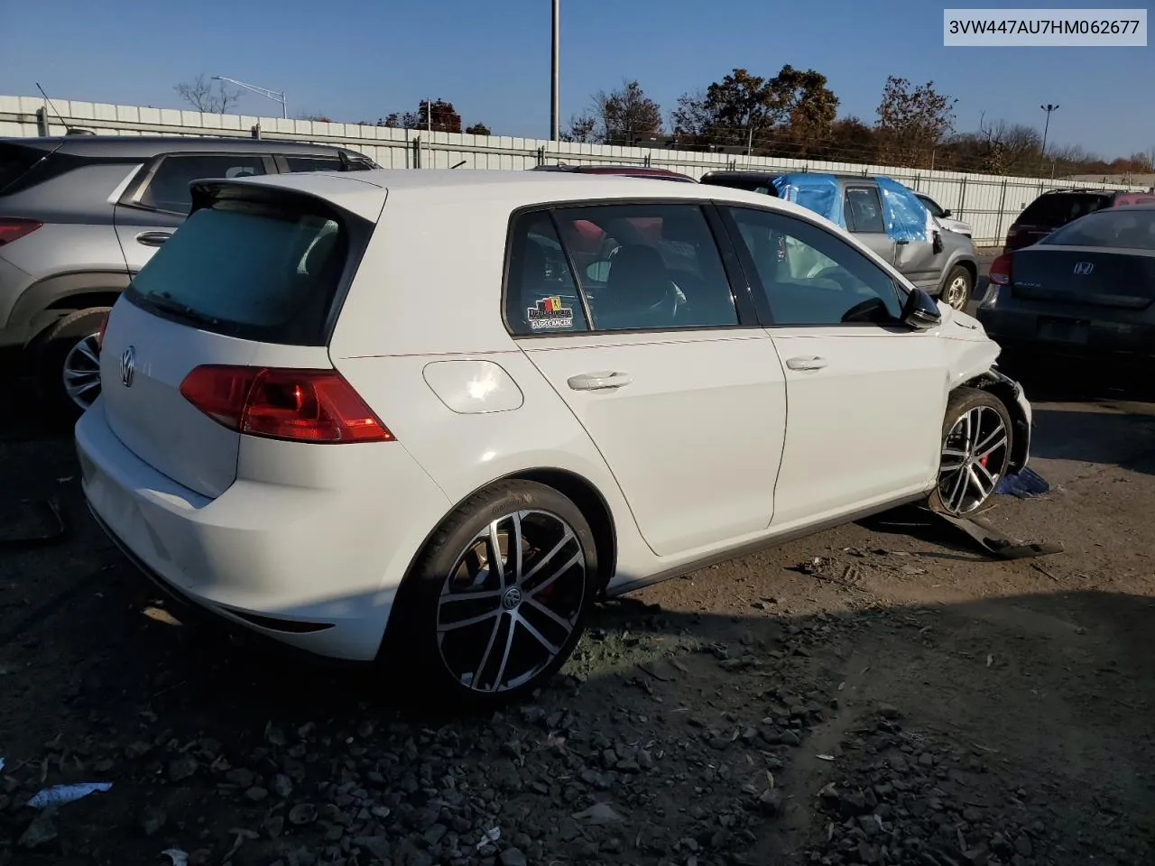 2017 Volkswagen Gti S/Se VIN: 3VW447AU7HM062677 Lot: 78253114