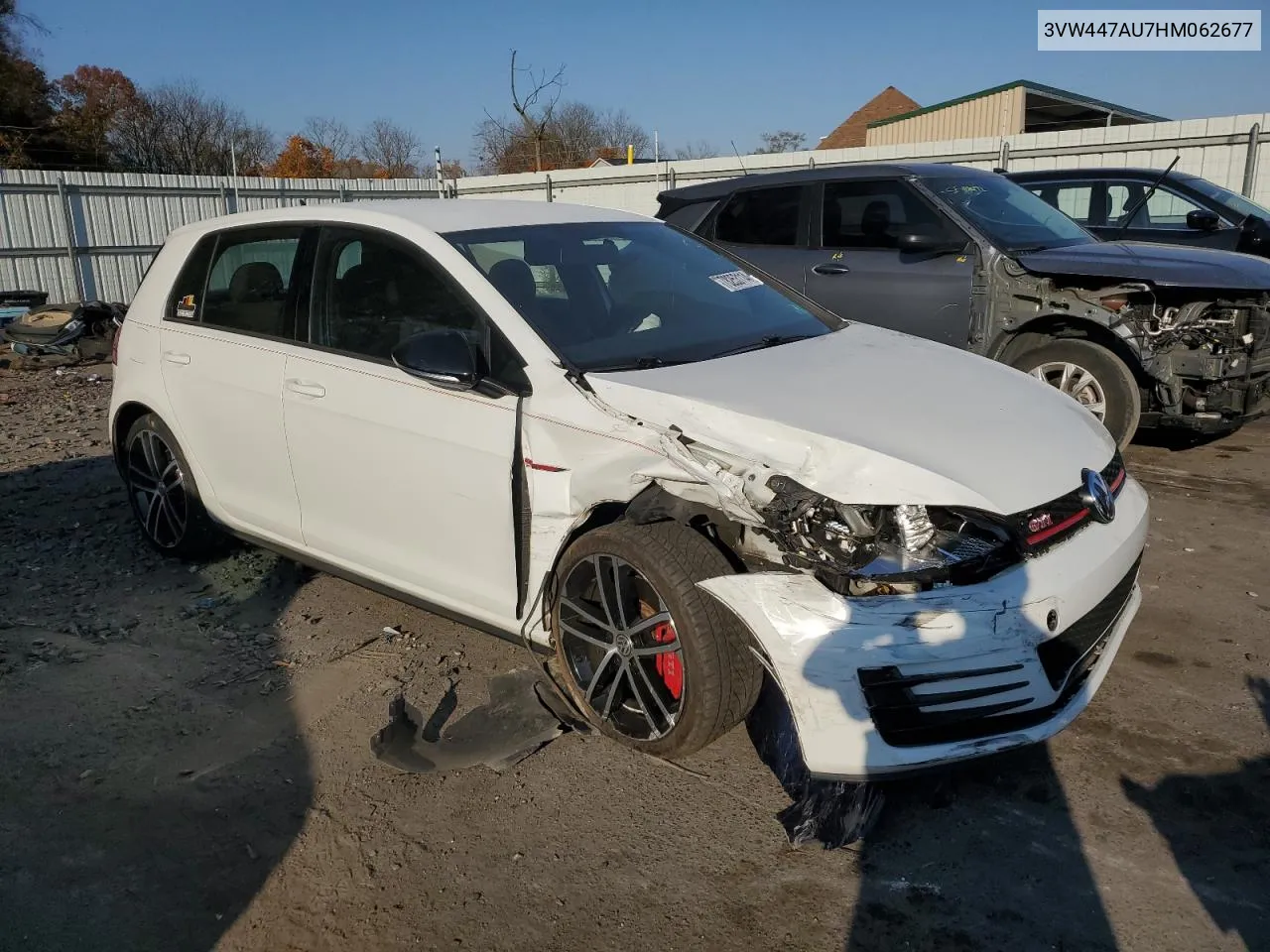 2017 Volkswagen Gti S/Se VIN: 3VW447AU7HM062677 Lot: 78253114