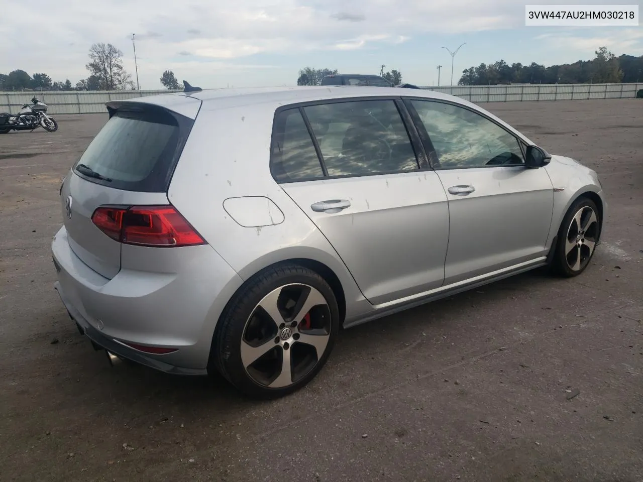 2017 Volkswagen Gti S/Se VIN: 3VW447AU2HM030218 Lot: 78543464