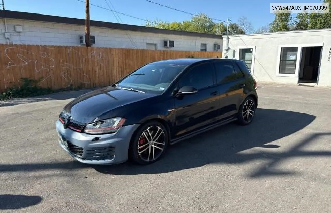 2017 Volkswagen Gti Sport VIN: 3VW547AUXHM070339 Lot: 79926274