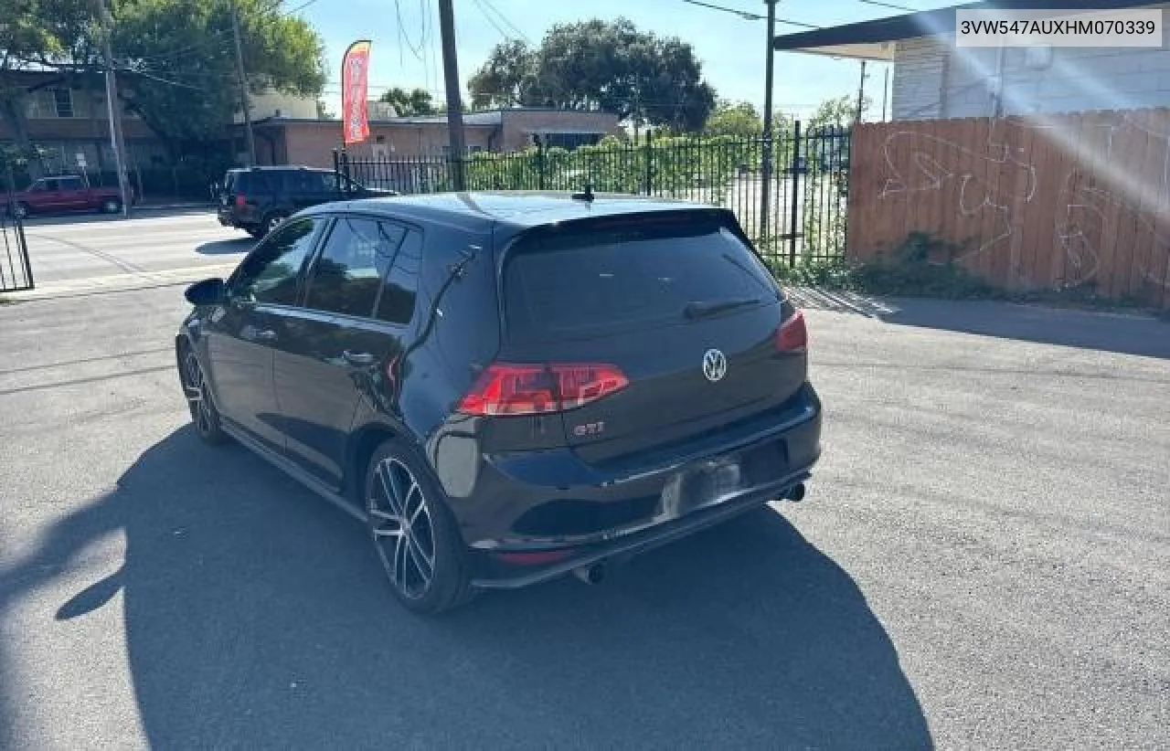 2017 Volkswagen Gti Sport VIN: 3VW547AUXHM070339 Lot: 79926274