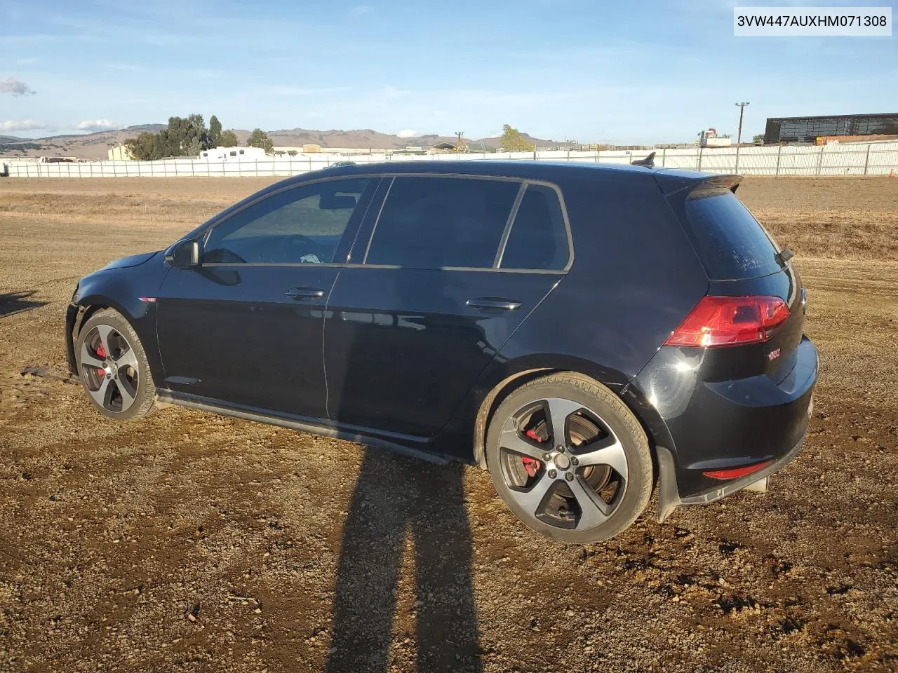 2017 Volkswagen Gti S/Se VIN: 3VW447AUXHM071308 Lot: 80298044