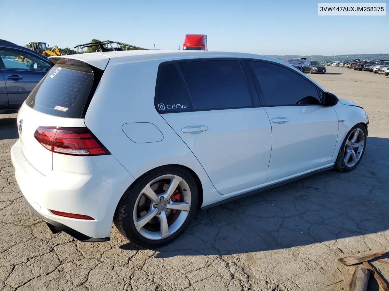 3VW447AUXJM258375 2018 Volkswagen Gti S/Se