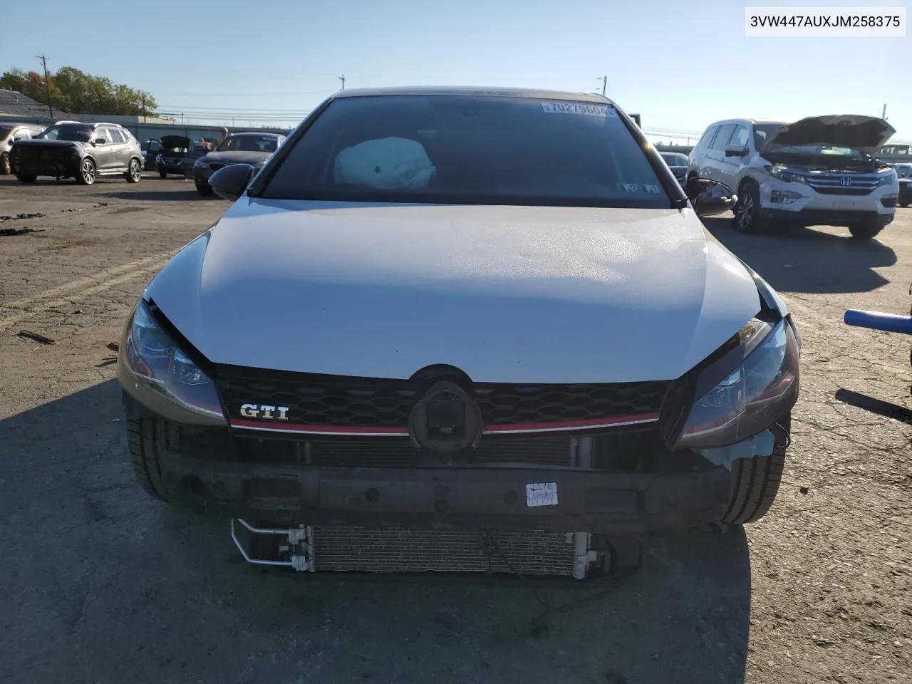 2018 Volkswagen Gti S/Se VIN: 3VW447AUXJM258375 Lot: 70279604