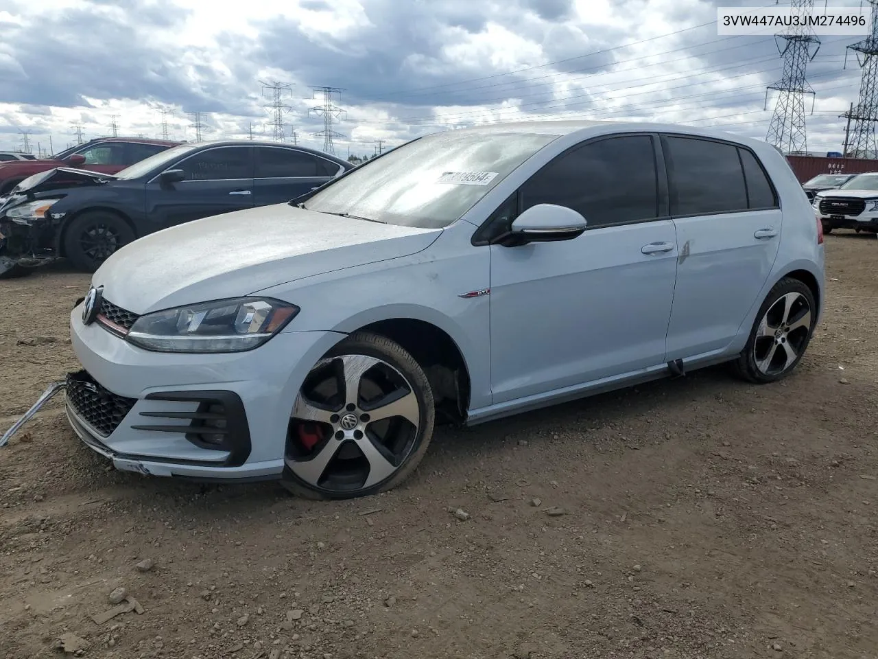 2018 Volkswagen Gti S/Se VIN: 3VW447AU3JM274496 Lot: 75699564