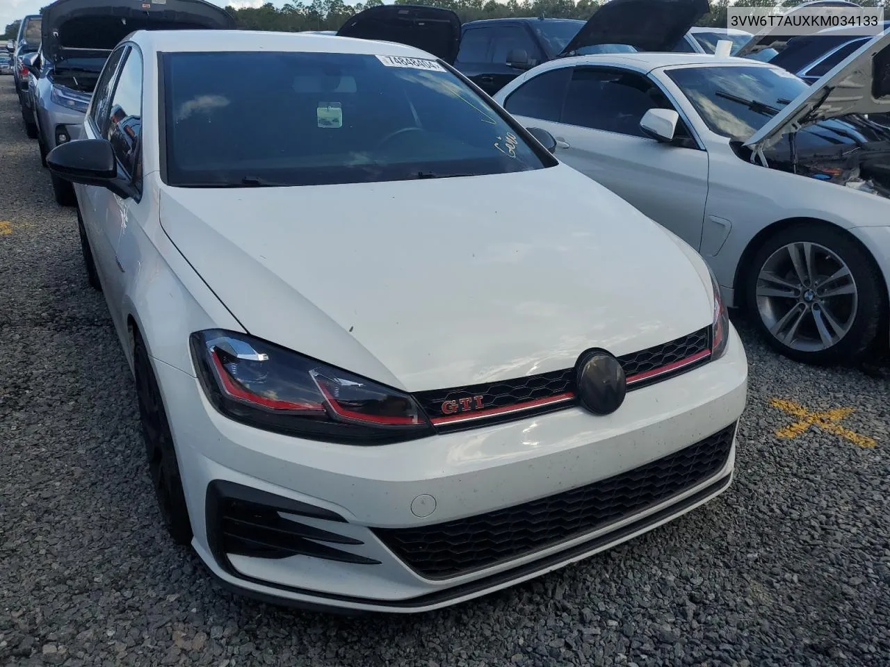 2019 Volkswagen Gti S VIN: 3VW6T7AUXKM034133 Lot: 74848404