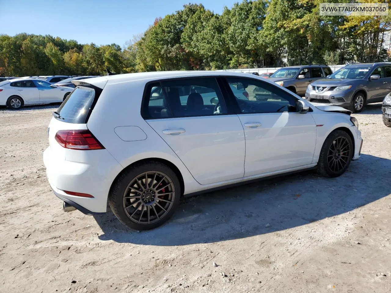 2019 Volkswagen Gti S VIN: 3VW6T7AU2KM037060 Lot: 75541124