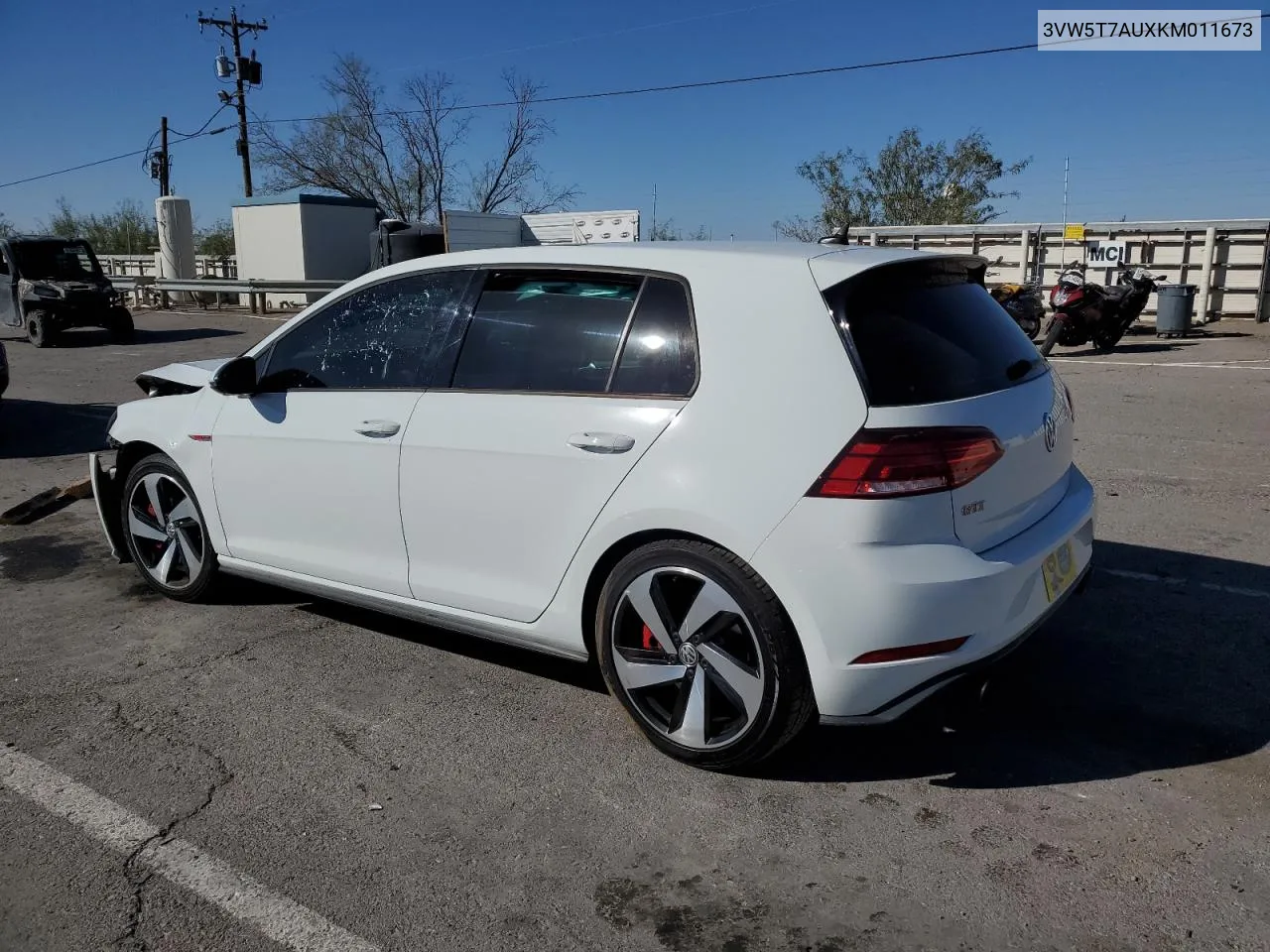 2019 Volkswagen Gti S VIN: 3VW5T7AUXKM011673 Lot: 78333884