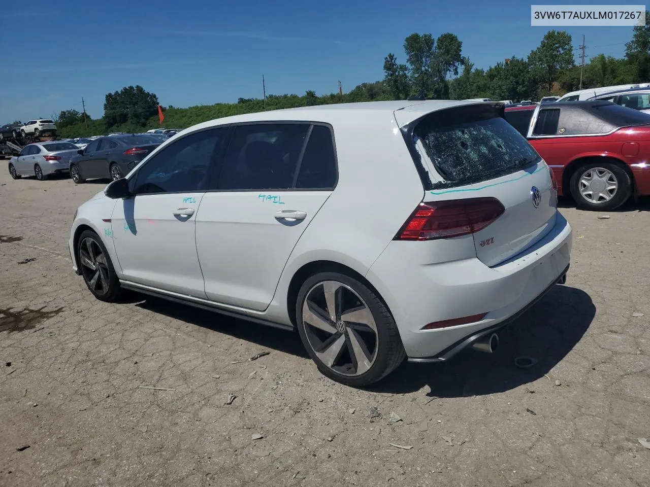 2020 Volkswagen Gti S VIN: 3VW6T7AUXLM017267 Lot: 58782074