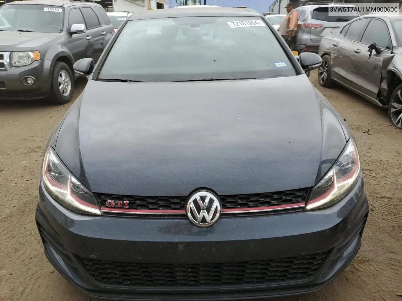 2021 Volkswagen Gti S VIN: 3VW5T7AU1MM000600 Lot: 72181994