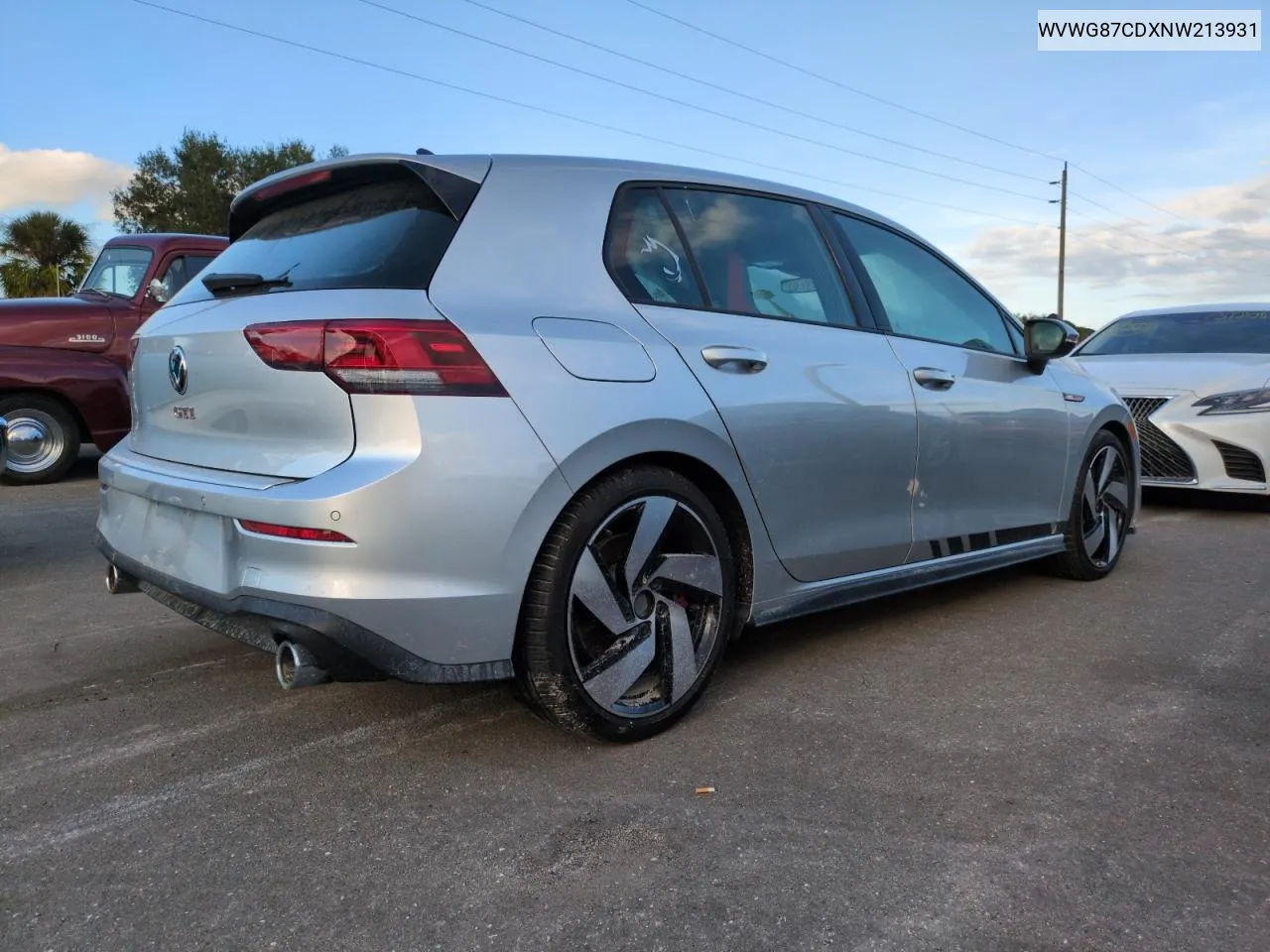 2022 Volkswagen Gti S VIN: WVWG87CDXNW213931 Lot: 74694654