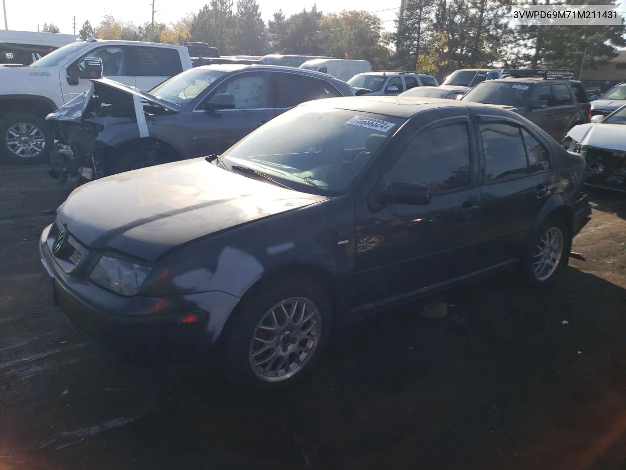 2001 Volkswagen Jetta Wolfsburg VIN: 3VWPD69M71M211431 Lot: 75938324