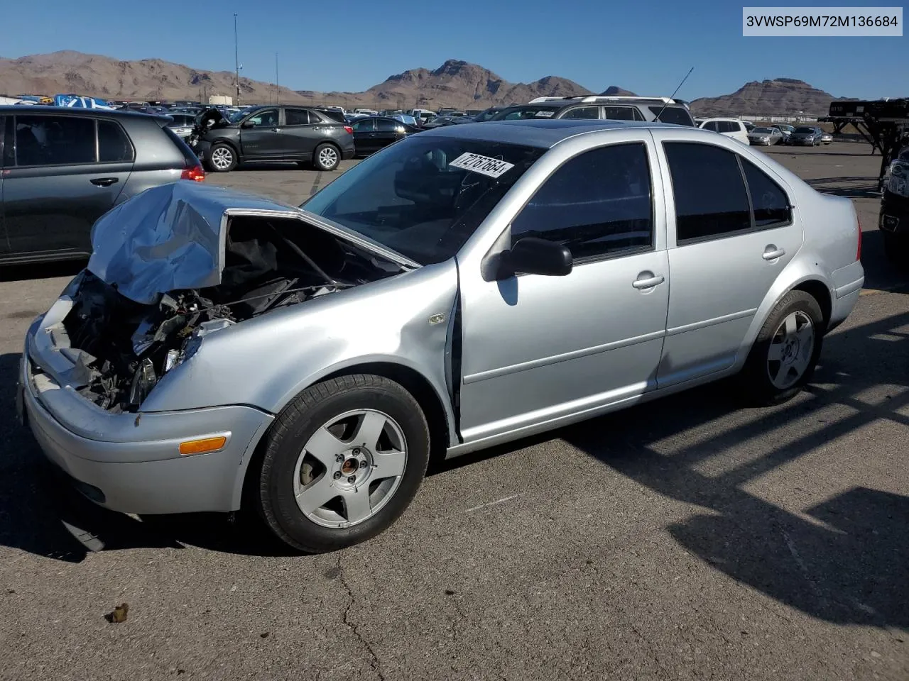 2002 Volkswagen Jetta Gls Tdi VIN: 3VWSP69M72M136684 Lot: 72767664