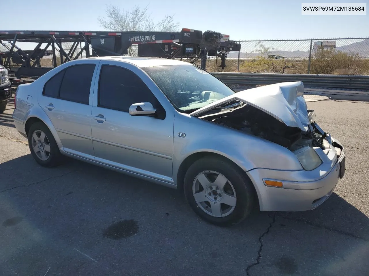 2002 Volkswagen Jetta Gls Tdi VIN: 3VWSP69M72M136684 Lot: 72767664