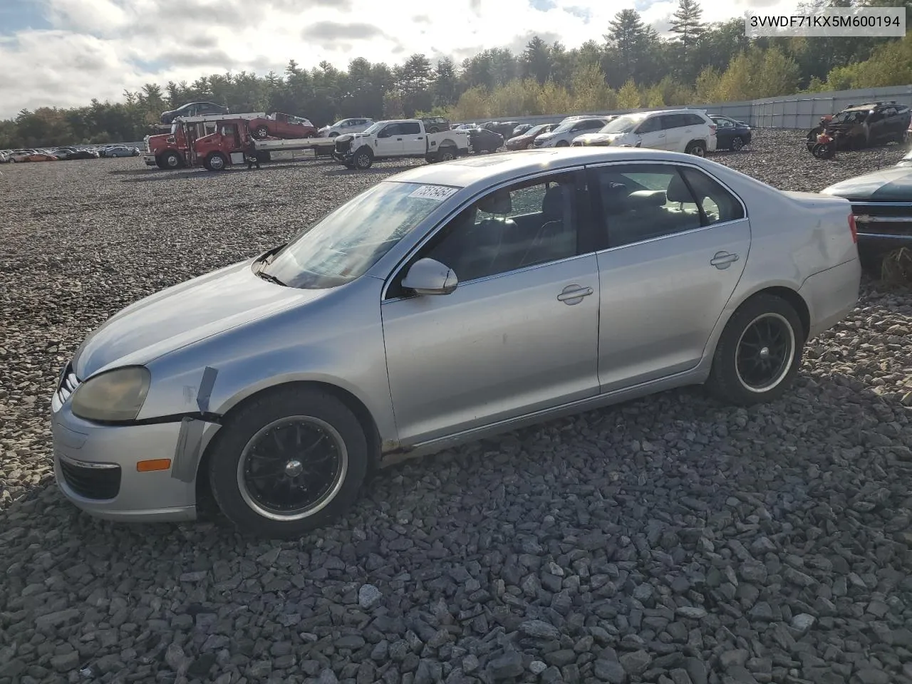 2005 Volkswagen New Jetta 2.5L Option Package 2 VIN: 3VWDF71KX5M600194 Lot: 73515464