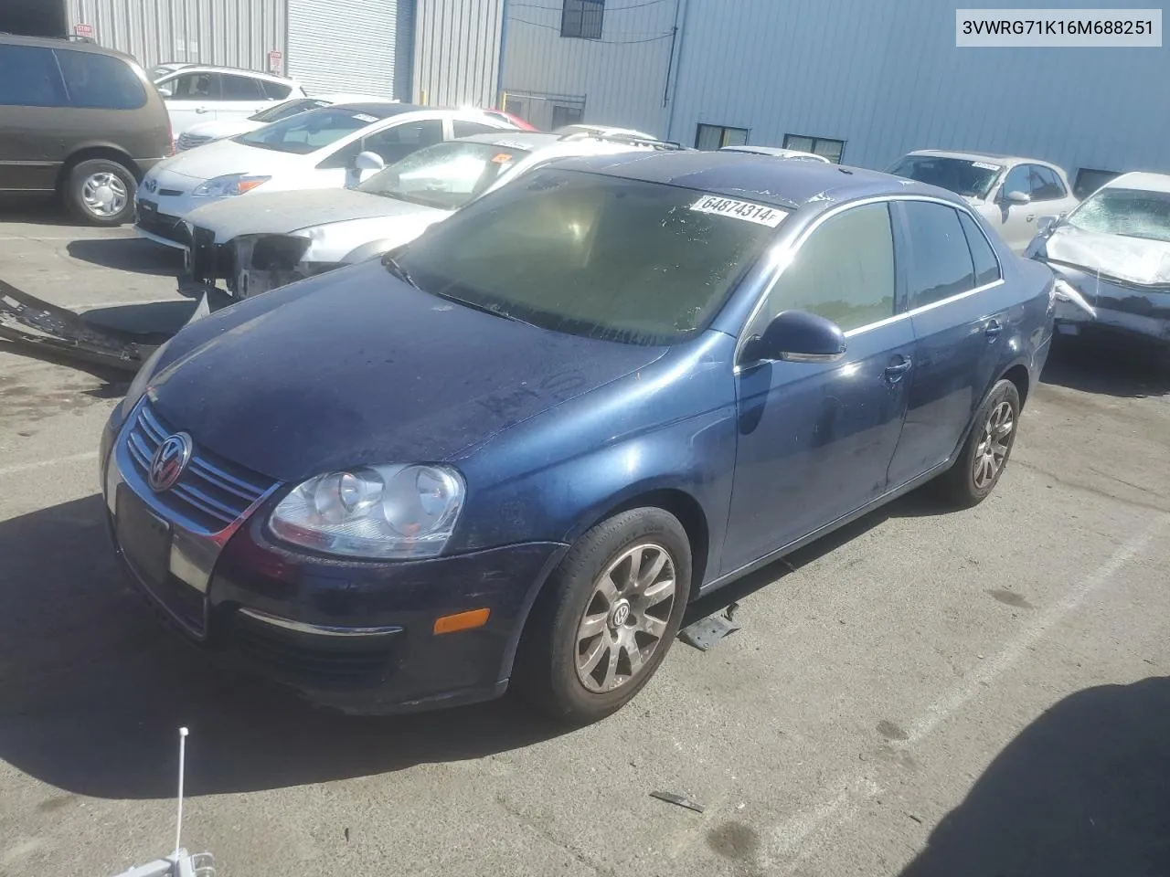 2006 Volkswagen Jetta 2.5 VIN: 3VWRG71K16M688251 Lot: 64874314