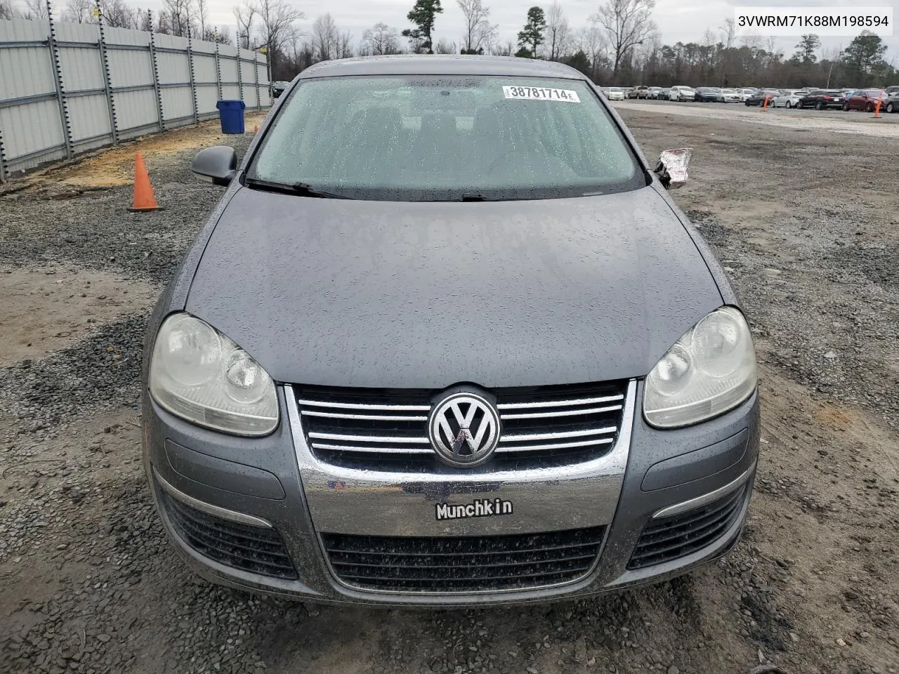 2008 Volkswagen Jetta Se VIN: 3VWRM71K88M198594 Lot: 38781714