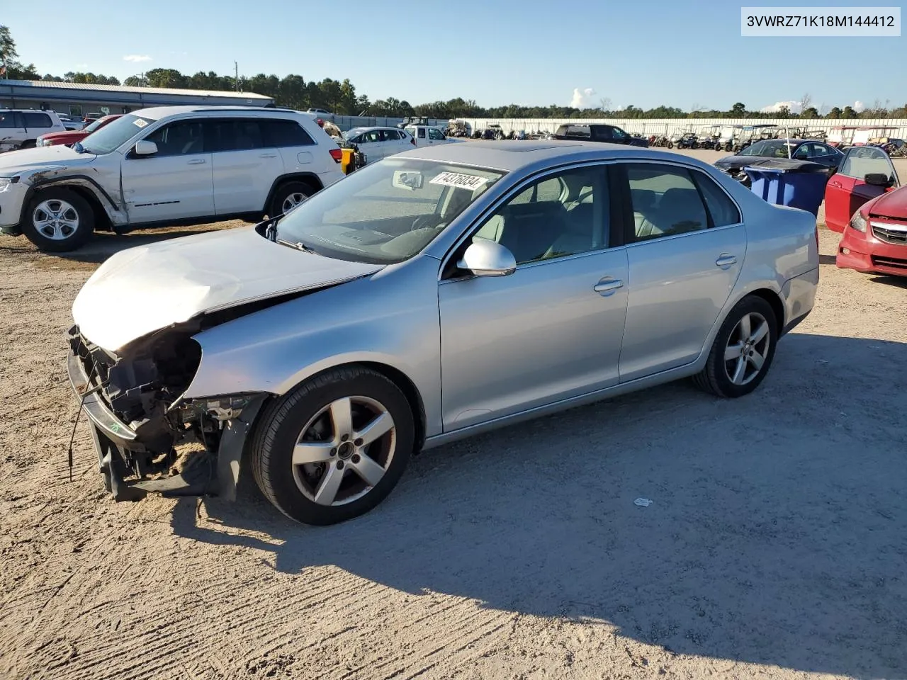 2008 Volkswagen Jetta Se VIN: 3VWRZ71K18M144412 Lot: 74376034