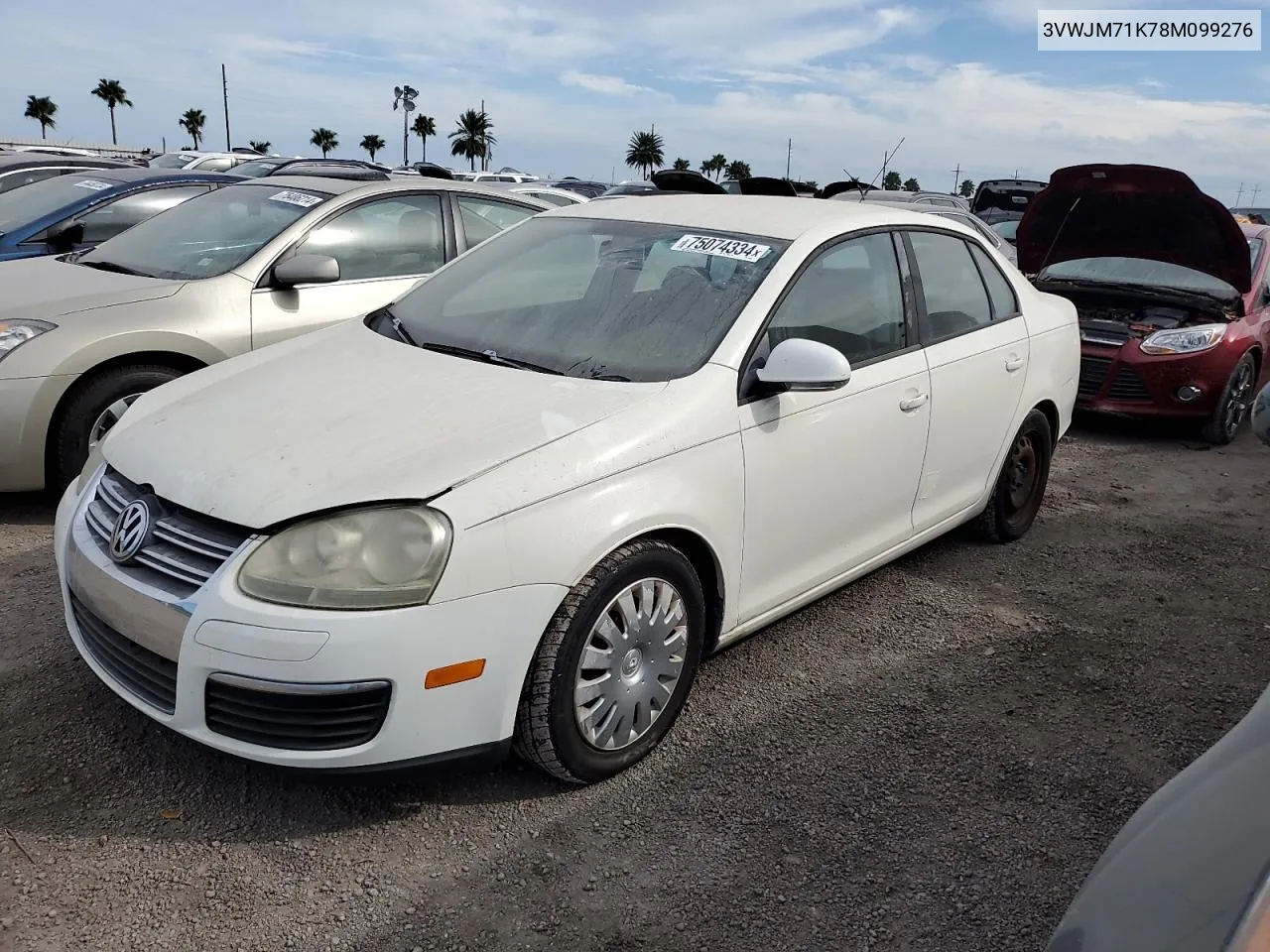 2008 Volkswagen Jetta S VIN: 3VWJM71K78M099276 Lot: 75074334