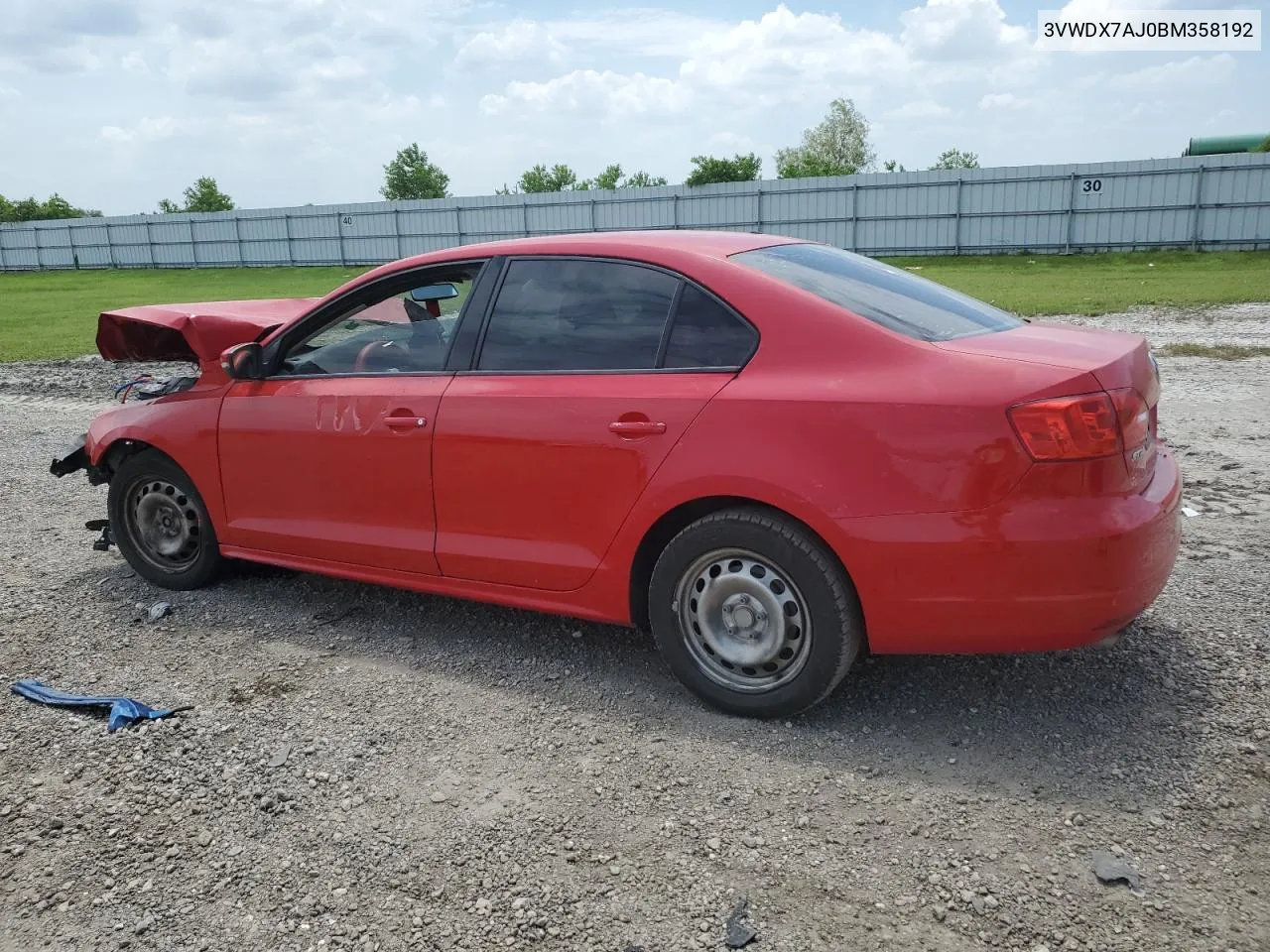 2011 Volkswagen Jetta Se VIN: 3VWDX7AJ0BM358192 Lot: 67645954