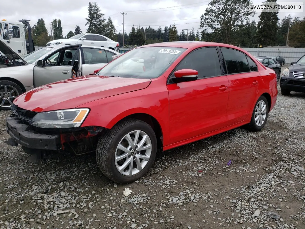 2011 Volkswagen Jetta Se VIN: 3VWDZ7AJ7BM380118 Lot: 70671664