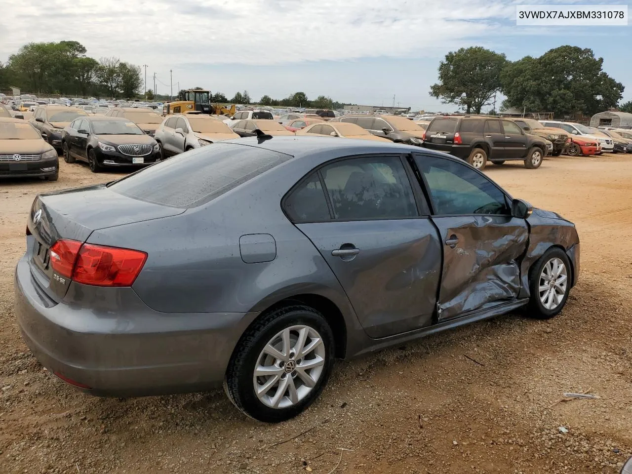 2011 Volkswagen Jetta Se VIN: 3VWDX7AJXBM331078 Lot: 71298684