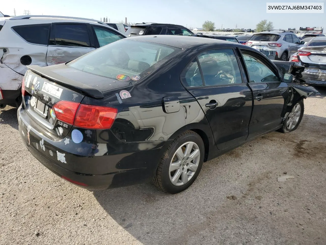 2011 Volkswagen Jetta Se VIN: 3VWDZ7AJ6BM347403 Lot: 72051094