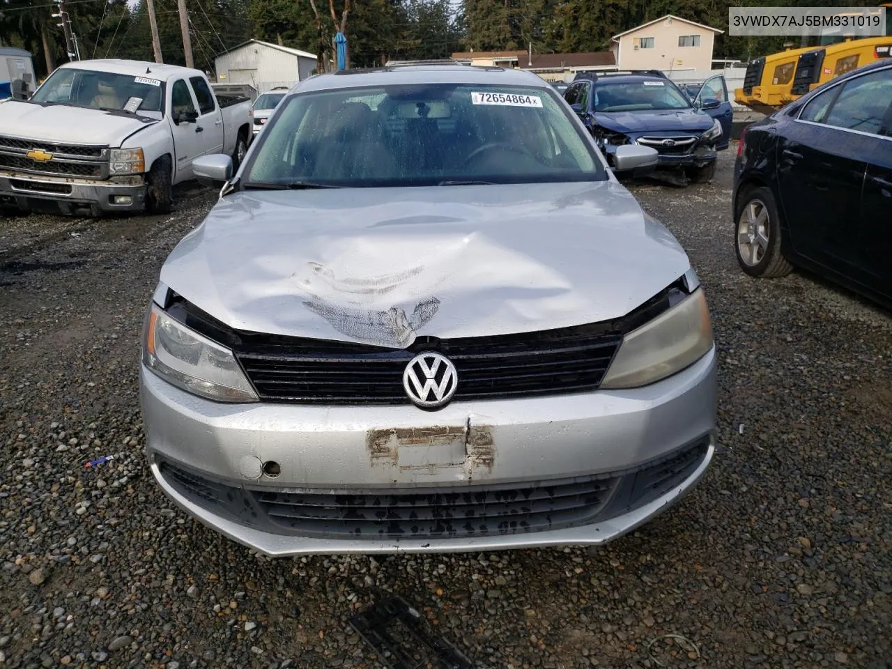 2011 Volkswagen Jetta Se VIN: 3VWDX7AJ5BM331019 Lot: 72654864